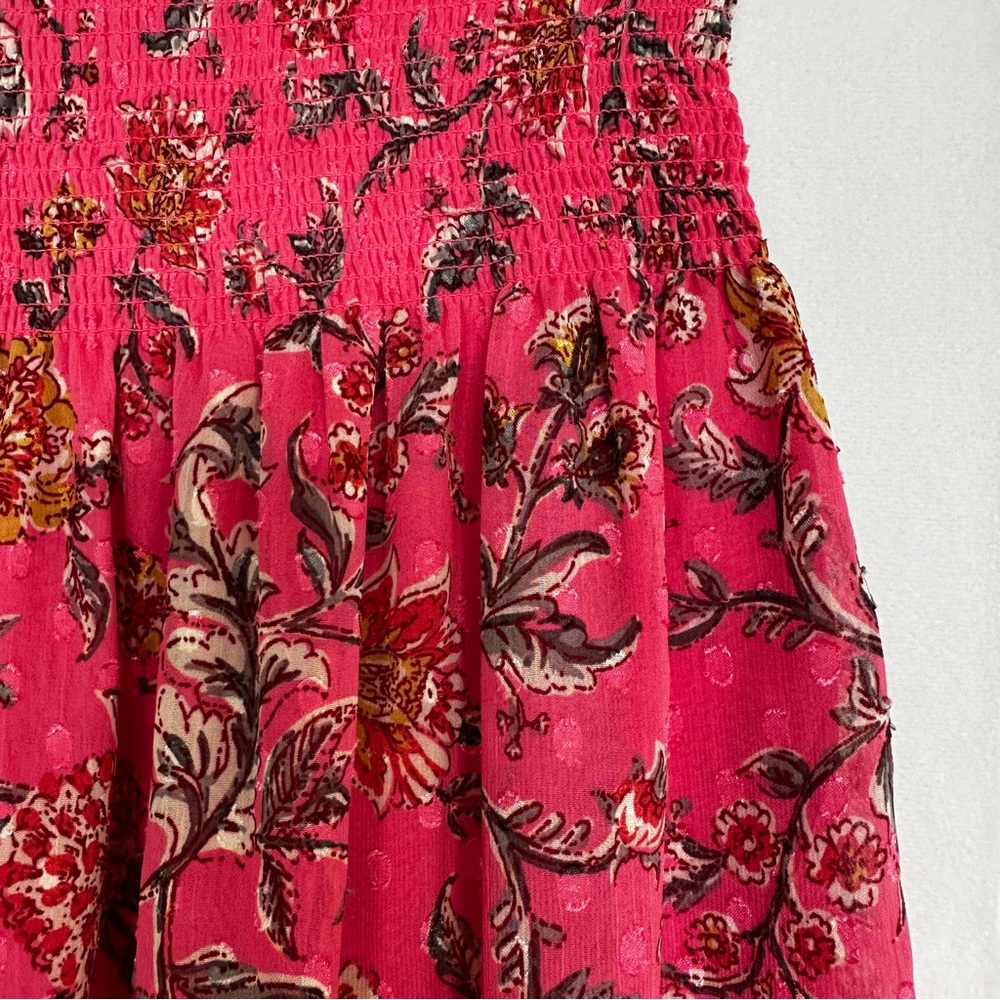 Joie Floral Mini Tiered Skirt Peplum Summer Womens Small Pink Ruffle Lined - Picture 3 of 9